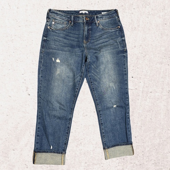 Dear John Blue Ankle Cropped Jeans with Distressed Details - Picture 1 of 4